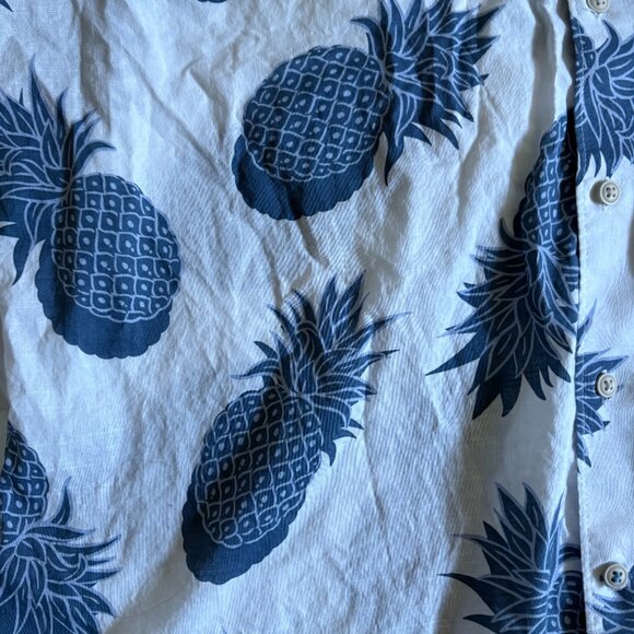 IZOD Saltwater Shirt Men's XXL White Blue Hawaiian Relaxed Classic Button Down - Picture 6 of 7